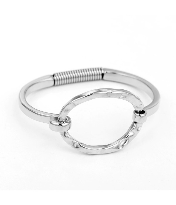 Pulsera rígida plateado con óvalo central