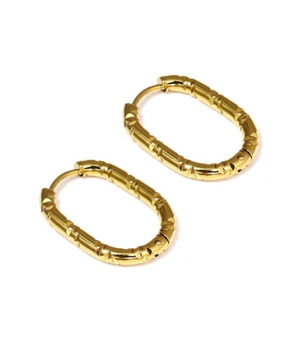Pendientes de aro dorados ovalados con textura