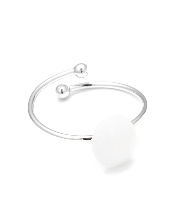 Anillo abierto plateado con piedra de colores 2