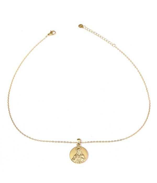 Collar dorado con medalla redonda de Jesús