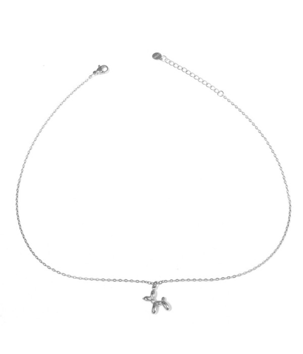 Collar plateado con colgante de perro globo