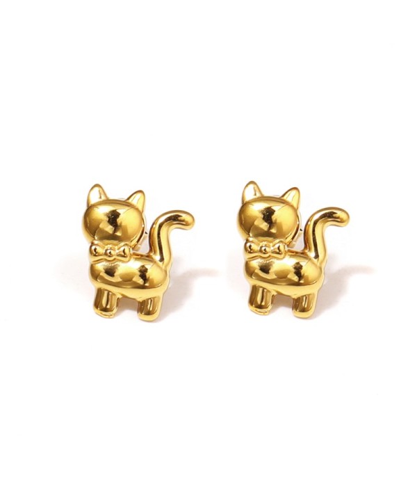 Pendientes dorados con diseño de gato