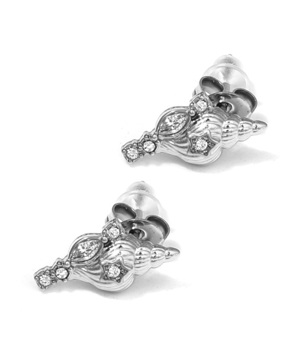 Pendientes con diseño de caracola y circonitas 2