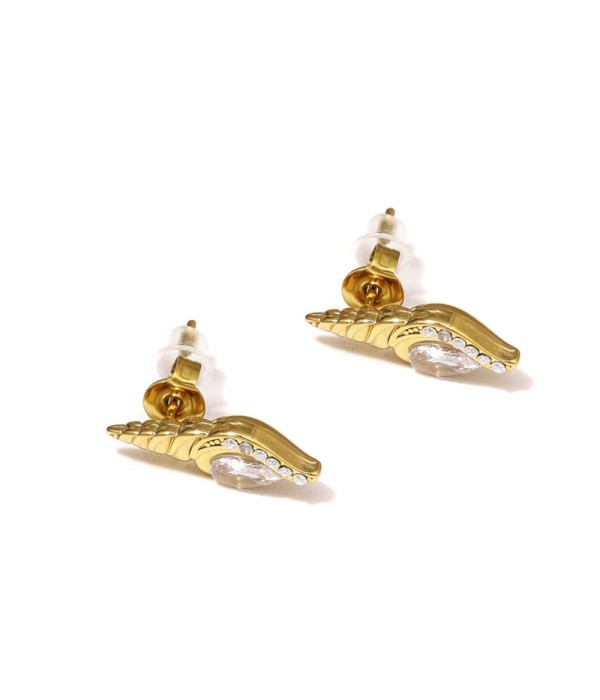 Pendientes con diseño de caracola y circonitas