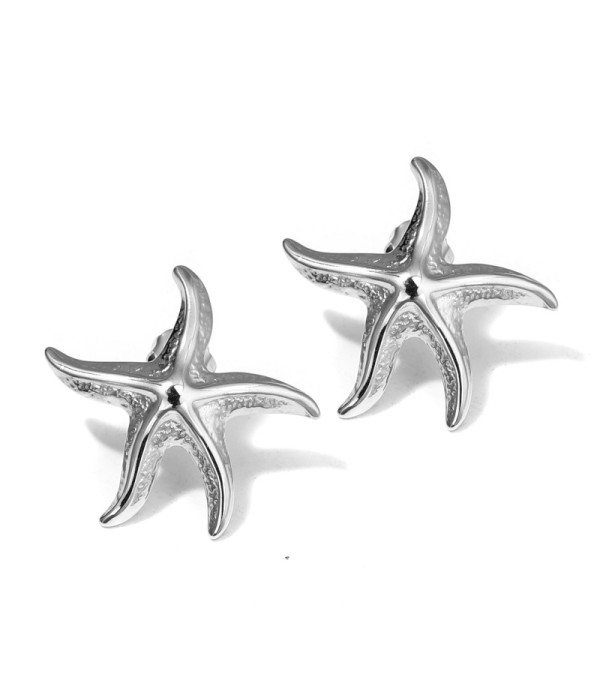 Pendientes plateados de estrella de mar con...