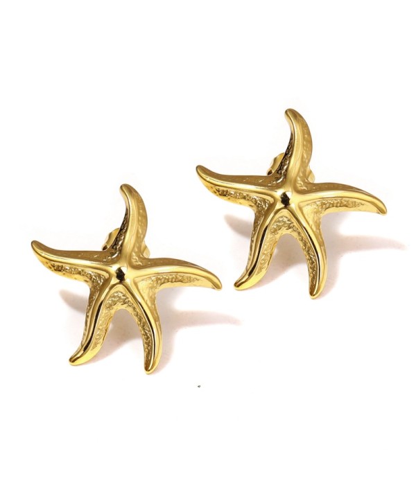 Pendientes dorados de estrella de mar con textura