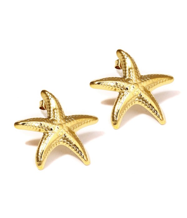 Pendientes dorados de estrella de mar texturizada