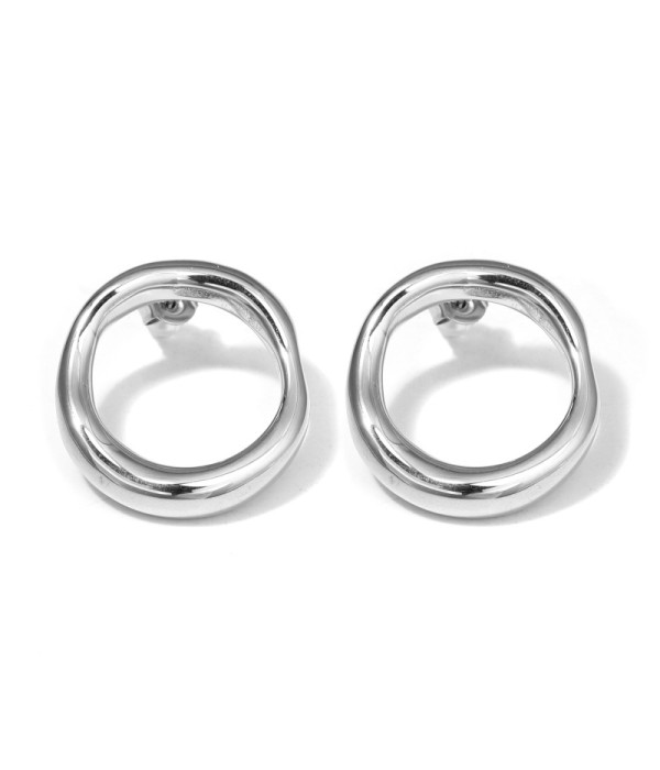 Pendientes plateados circulares orgánicos