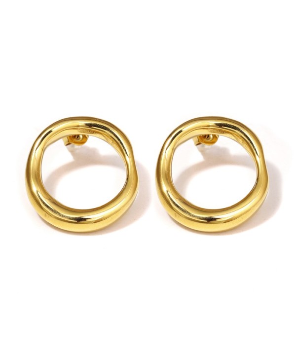 Pendientes dorados circulares orgánicos