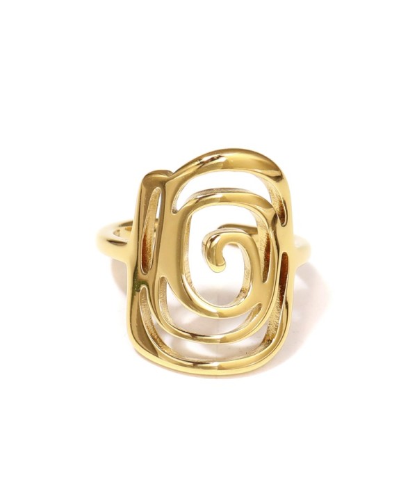 Anillo dorado con diseño de espiral
