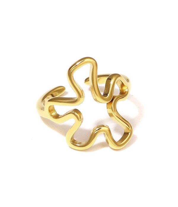 Anillo dorado de flor abstracta