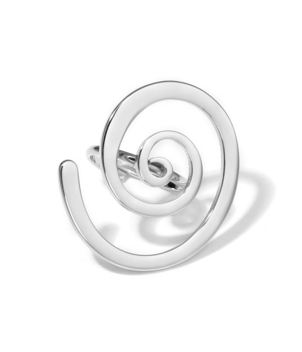 Anillo plateado con espiral