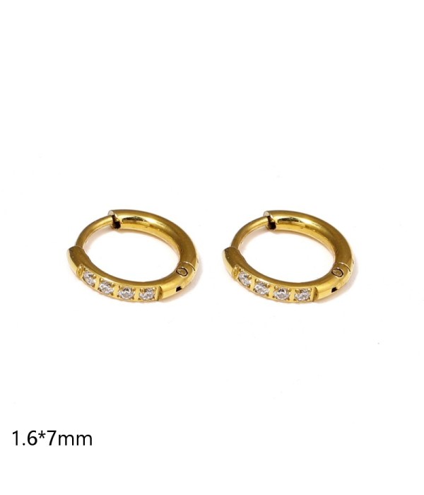 Pendientes de aro con circonitas engastadas (1.6x7mm)