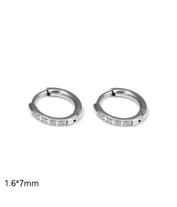 Pendientes de aro con circonitas engastadas (1.6x7mm)