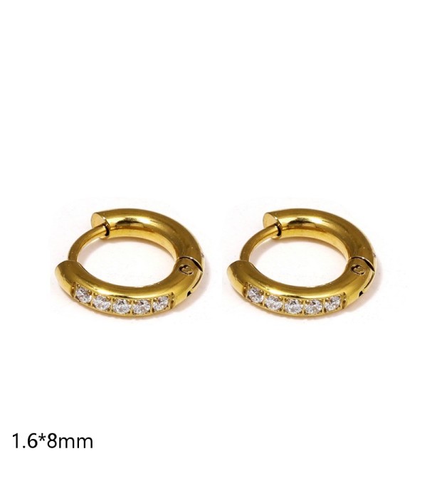 Pendientes de aro con circonitas engastadas (1.6x8mm)