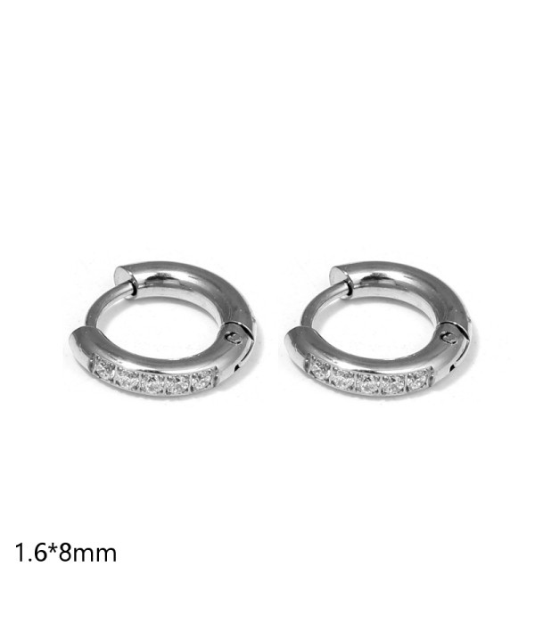 Pendientes de aro con circonitas engastadas (1.6x8mm)