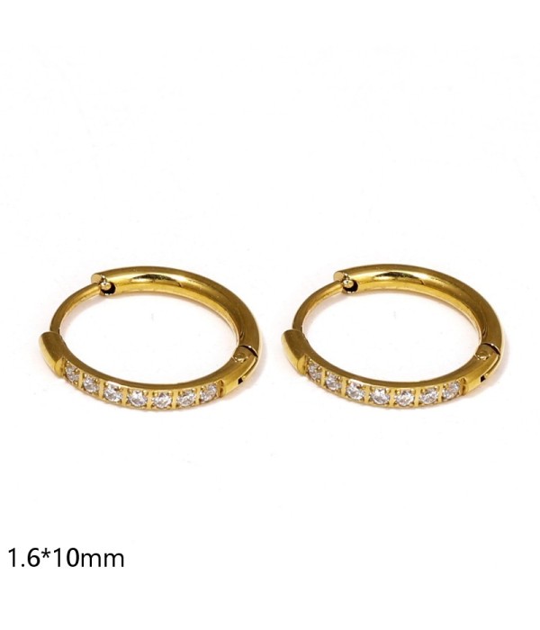 Pendientes de aro con circonitas engastadas (1.6x10mm)
