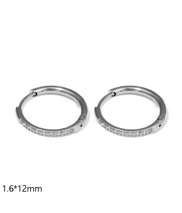 Pendientes de aro con circonitas engastadas (1.6x12mm) 2