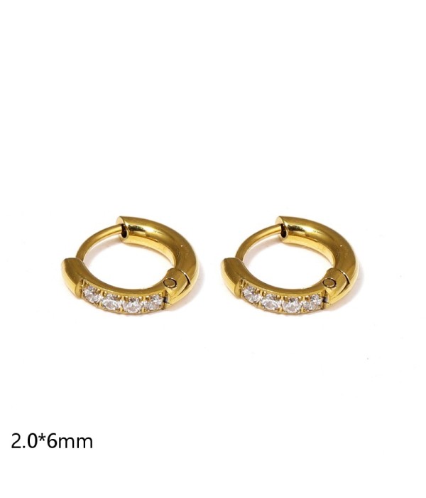 Pendientes de aro con circonitas engastadas (2.0x6mm)