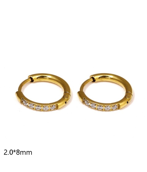 Pendientes de aro con circonitas engastadas (2.0x8mm)
