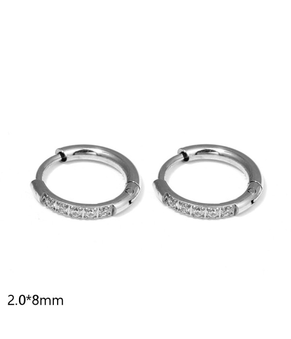 Pendientes de aro con circonitas engastadas (2.0x8mm) 2