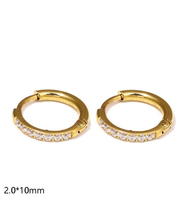 Pendientes de aro con circonitas engastadas (2.0x10mm)