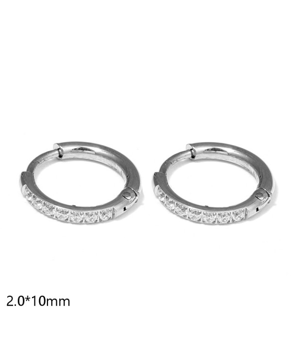 Pendientes de aro con circonitas engastadas (2.0x10mm) 2