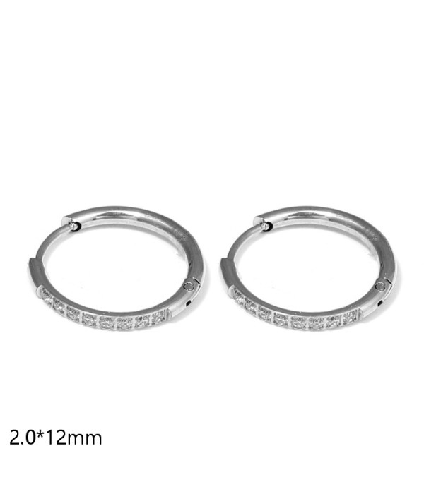 Pendientes de aro con circonitas engastadas (2.0x12mm)