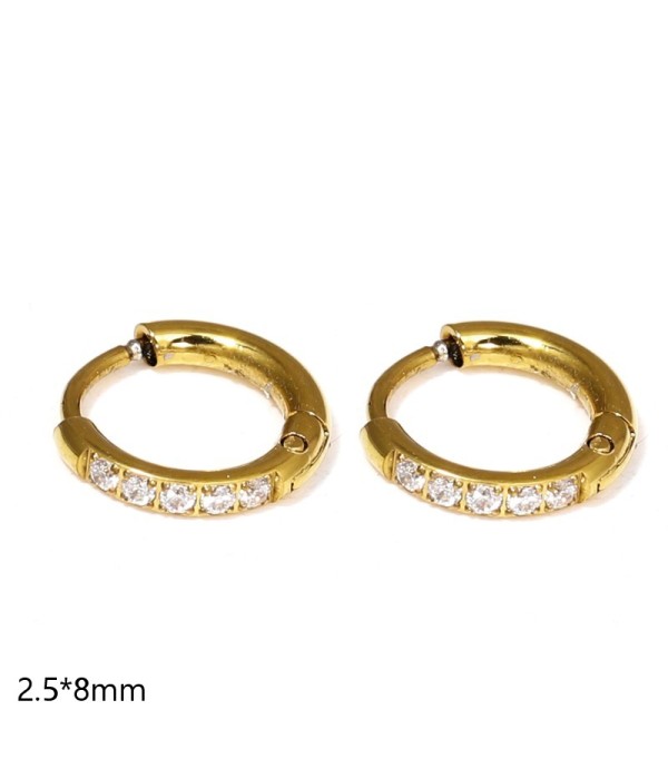 Pendientes de aro con circonitas engastadas (2.5x8mm)