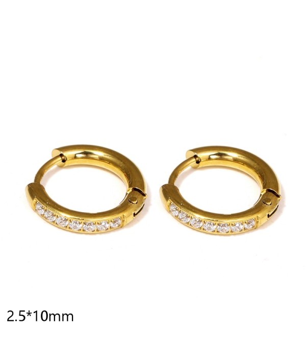 Pendientes de aro con circonitas engastadas (2.5x10mm)