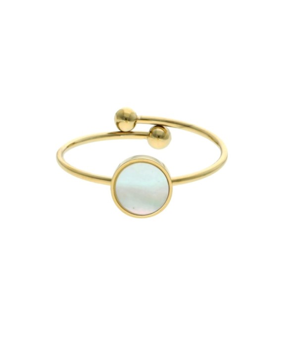 Anillo dorado con nácar redondo