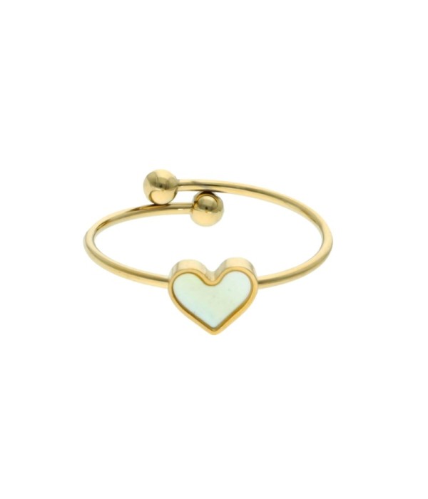 Anillo dorado con corazón de nácar
