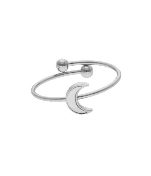 Anillo plateado con luna de nácar