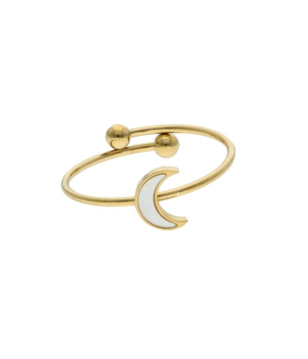 Anillo dorado con luna de nácar