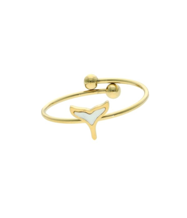 Anillo dorado con cola de pez de nácar