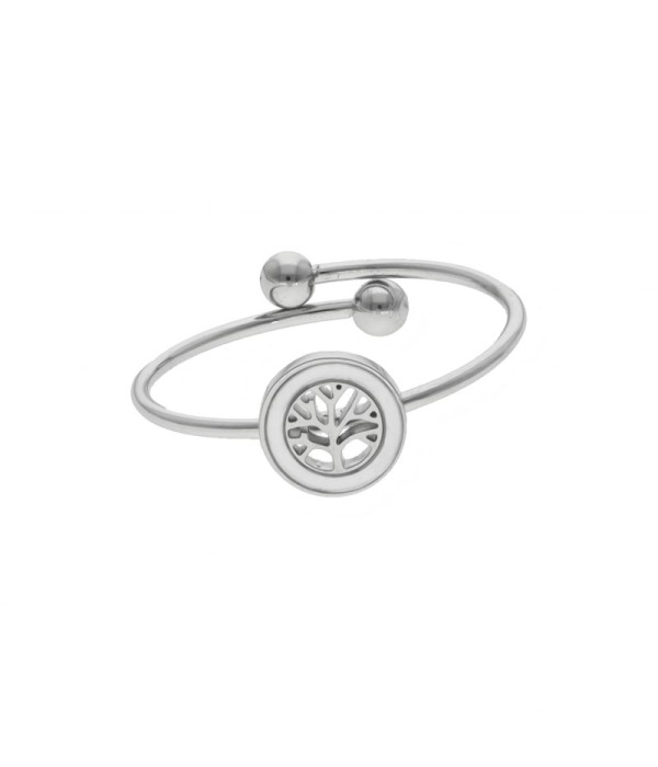 Anillo plateado con árbol de nácar