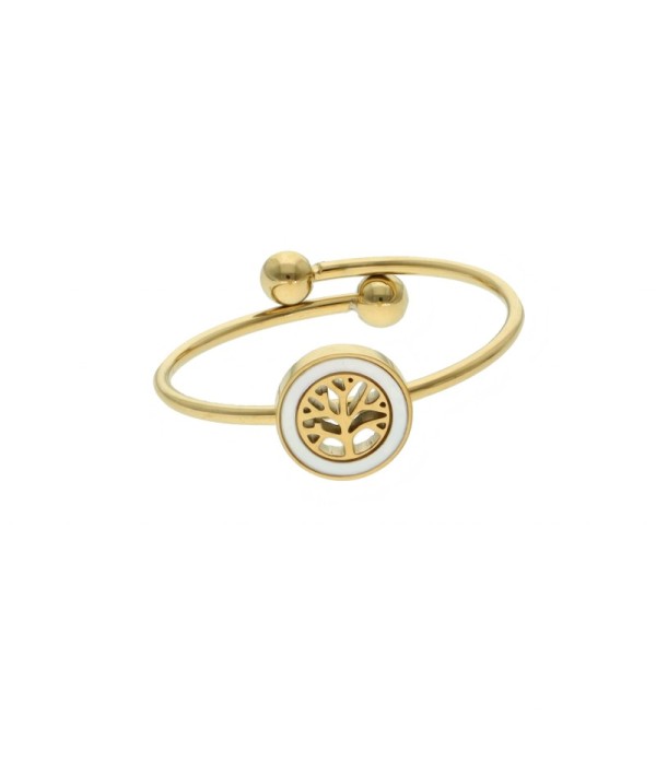Anillo dorado con árbol de nácar