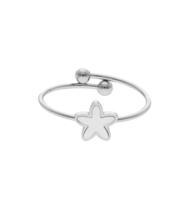Anillo plateado con estrella de mar de nácar