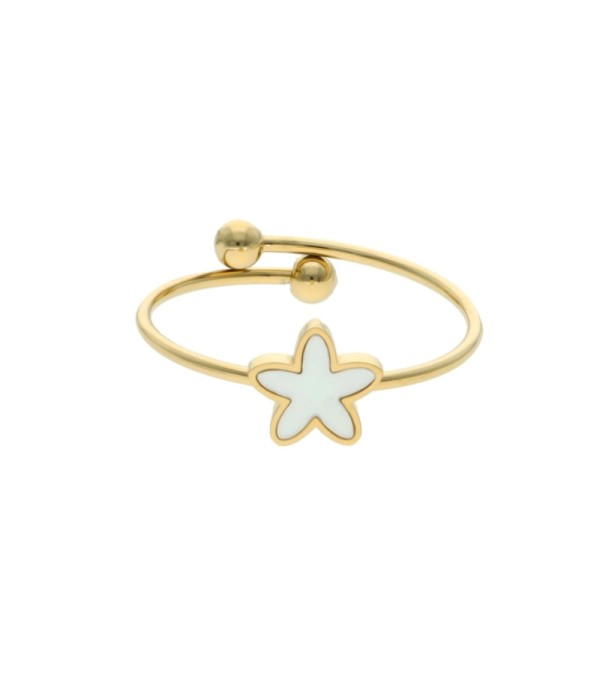Anillo dorado con estrella de mar de nácar