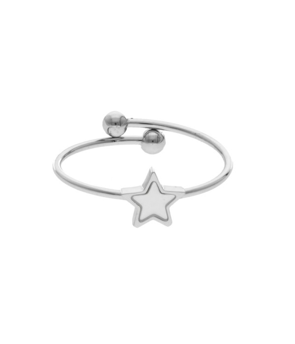Anillo plateado con estrella de nácar