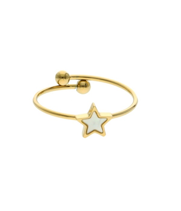 Anillo dorado con estrella de nácar