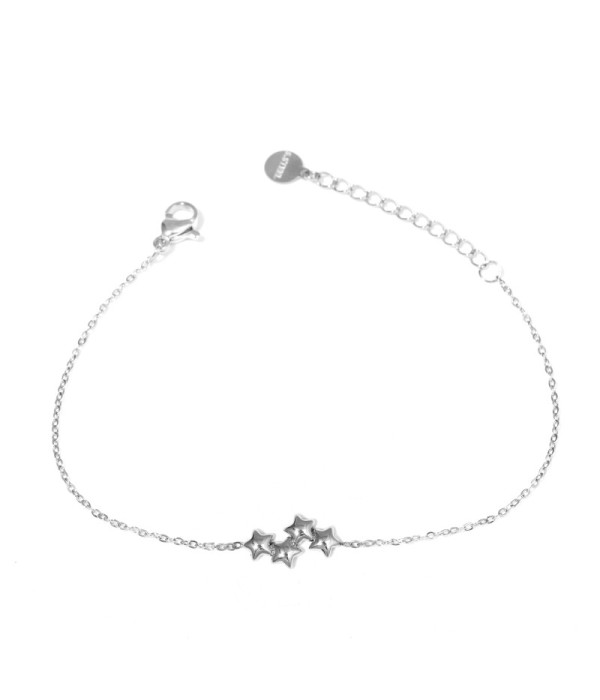 Pulsera plateada con cuatro estrellas