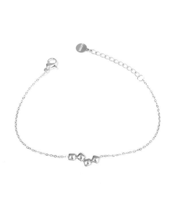 Pulsera plateada con cuatro cuadrados