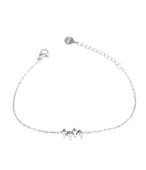 Pulsera plateada con cuatro estrellas de cuatro...