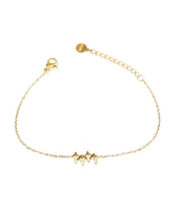 Pulsera dorada con cuatro estrellas de cuatro...