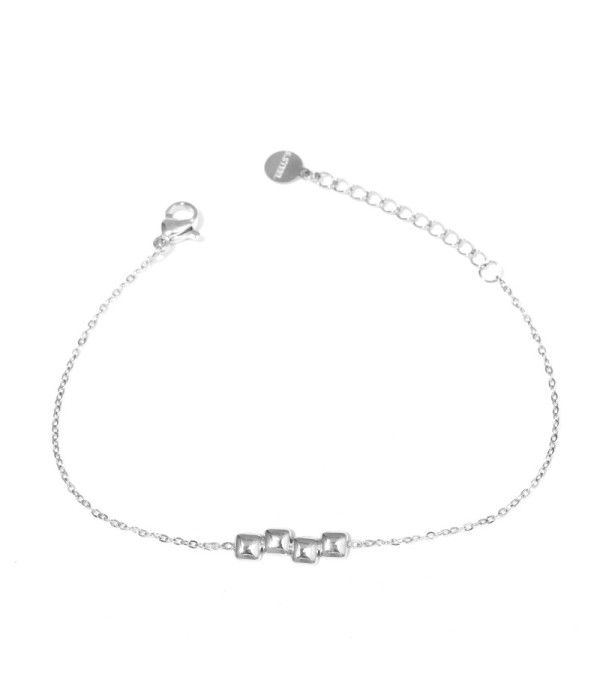 Pulsera plateada con cuatro cuadrados
