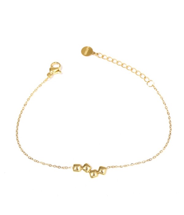 Pulsera dorada con cuatro cuadrados