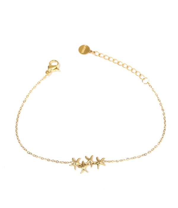 Pulsera dorada con cuatro estrellas de mar