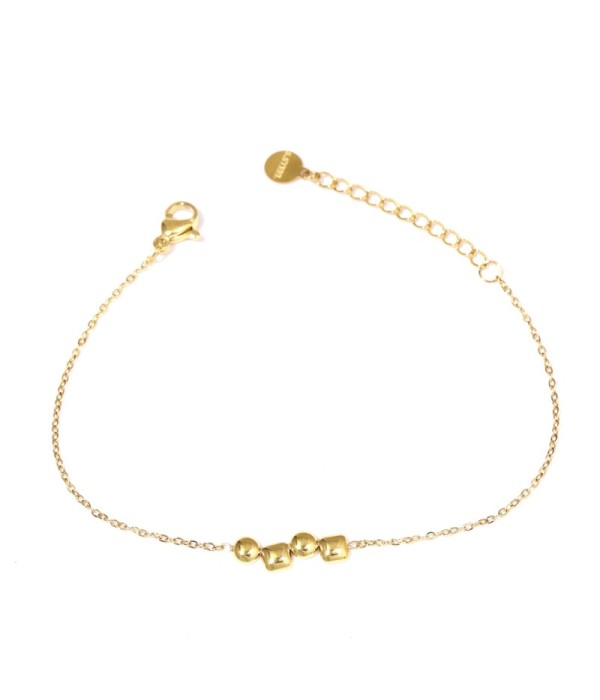 Pulsera dorada con cuadrados y círculos