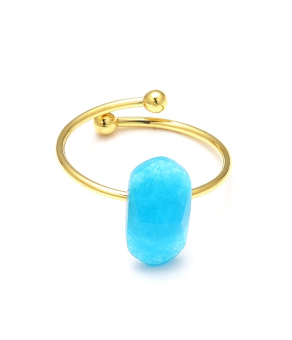 Anillo abierto dorado con piedra de colores